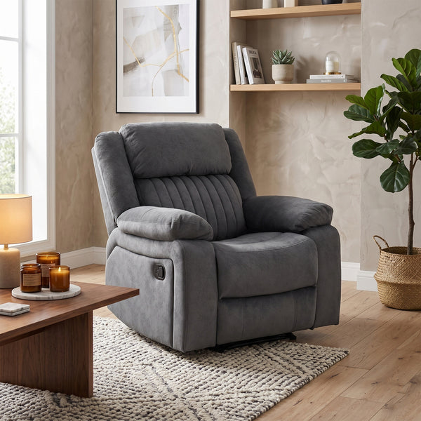 Morgan Manual Recliner Armchair in Slate Grey, in an alternative living room setting