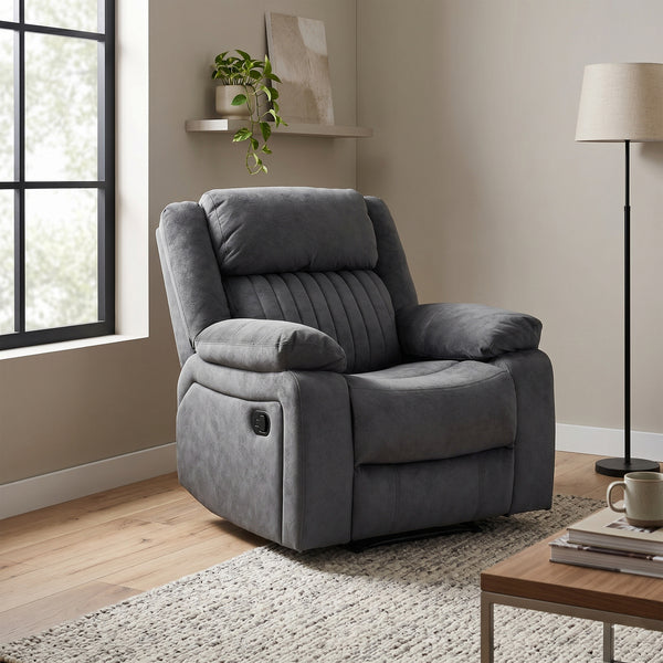 Morgan Manual Recliner Armchair in Slate Grey, in a living room setting