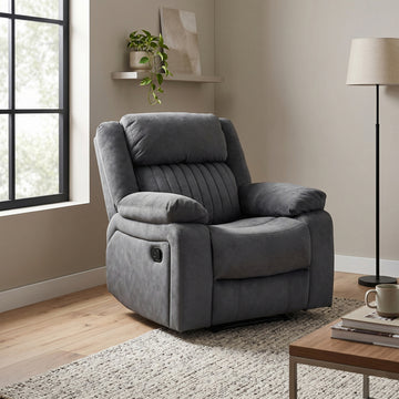 Morgan Manual Recliner Armchair in Slate Grey, in a living room setting