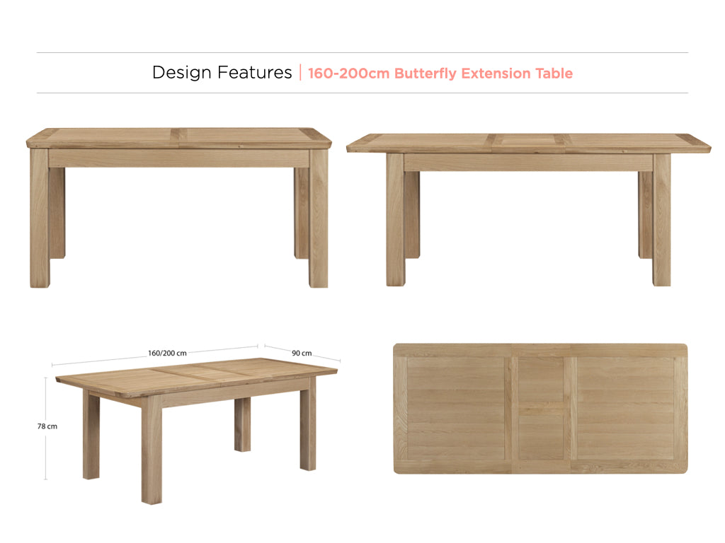 Treviso 160-200 cm oak dining extension feature graphic