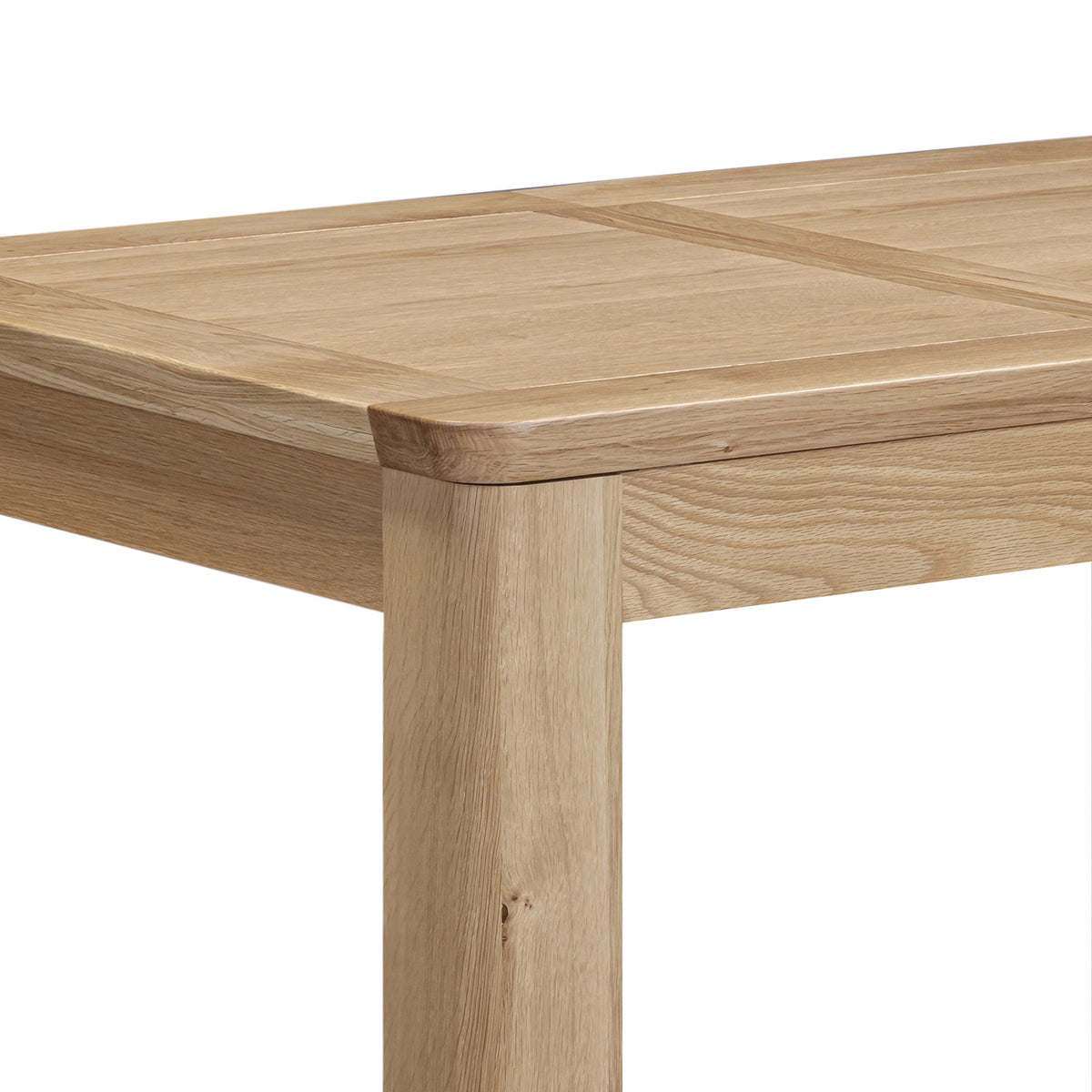 Treviso 120-160 cm oak dining rounded corner and leg detail