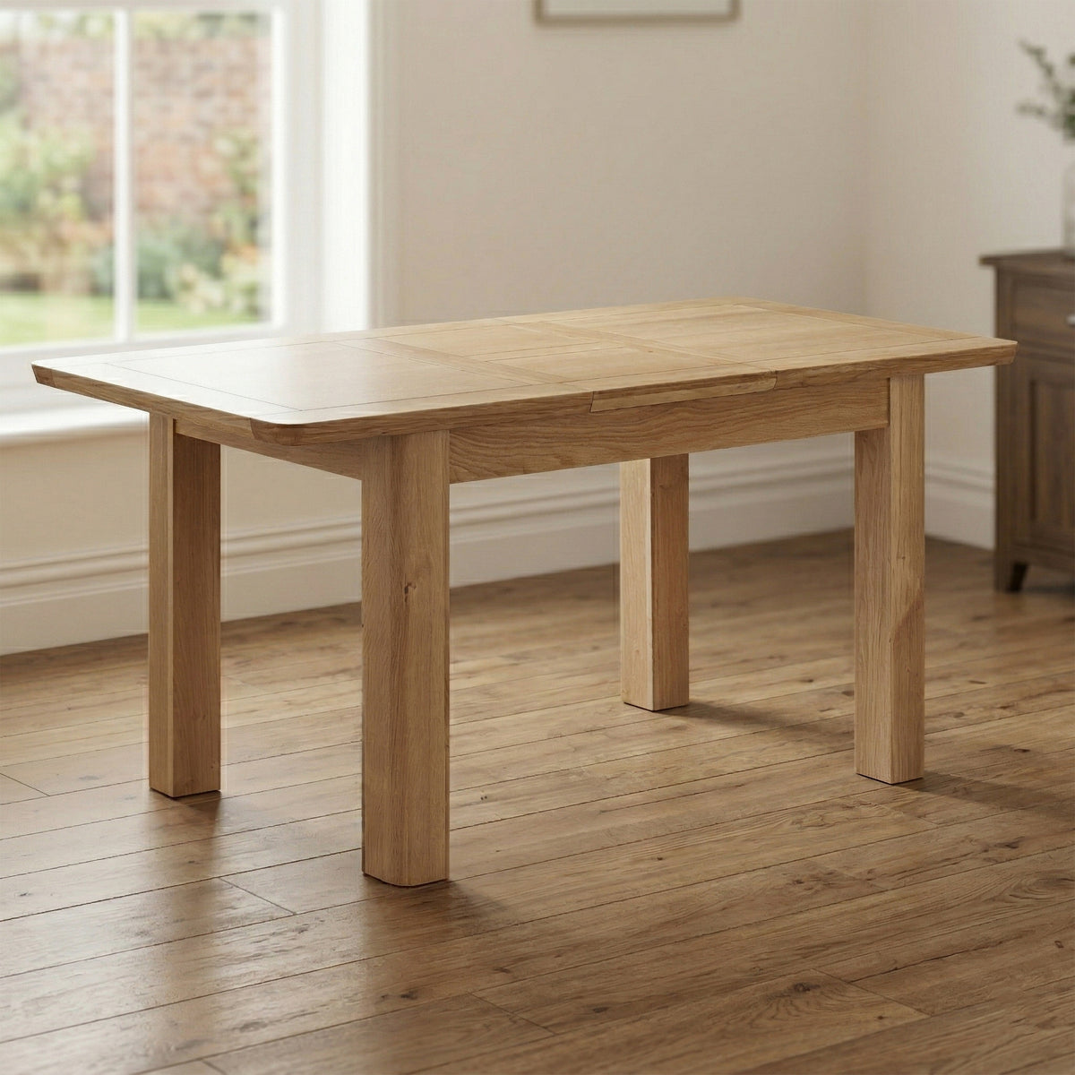 Treviso 120-160 cm oak dining extended table in a room