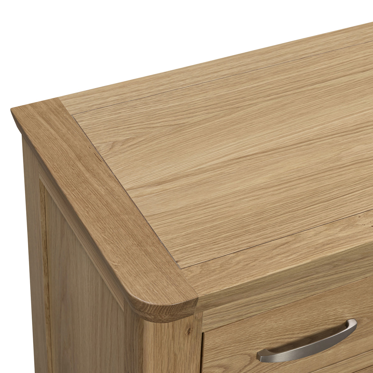 Treviso Oak Grand Sideboard, rounded top corner detail