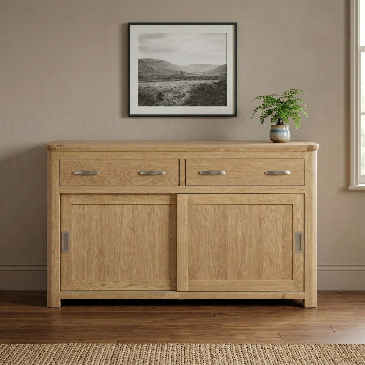 Treviso oak Sliding Door Sideboard, room setting
