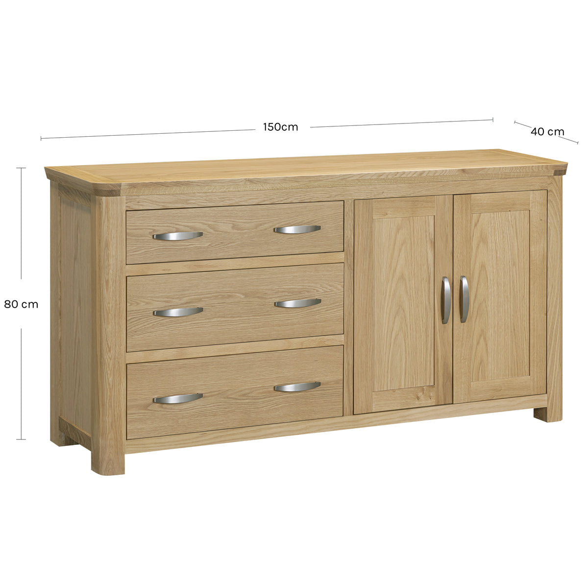 Treviso oak Large Sideboard, dimension diagram
