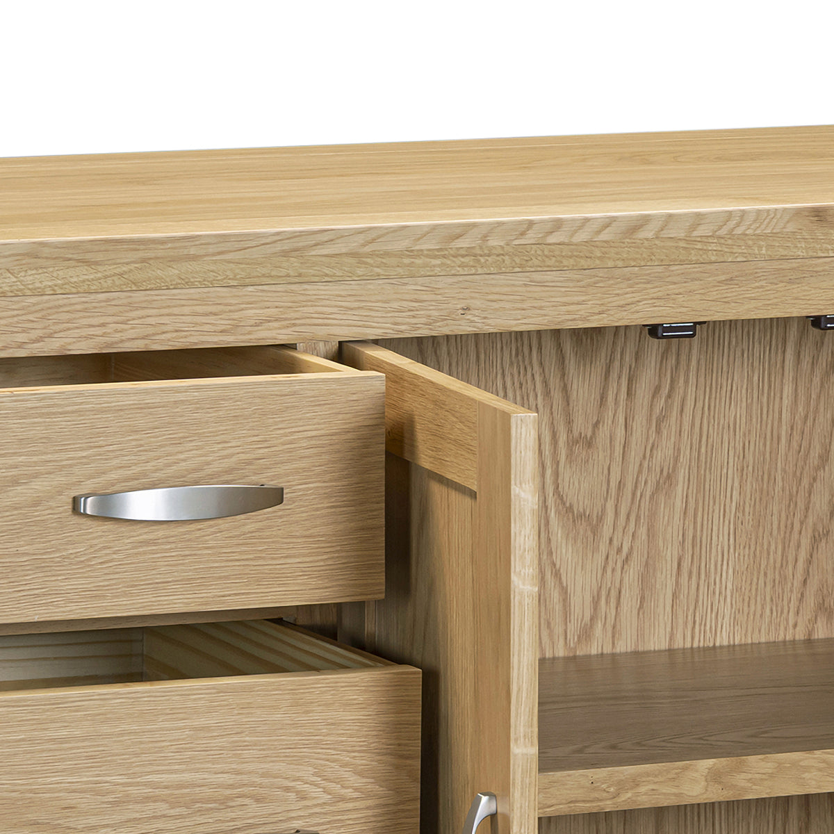 Treviso oak Large Sideboard, drawer and cupboard detail
