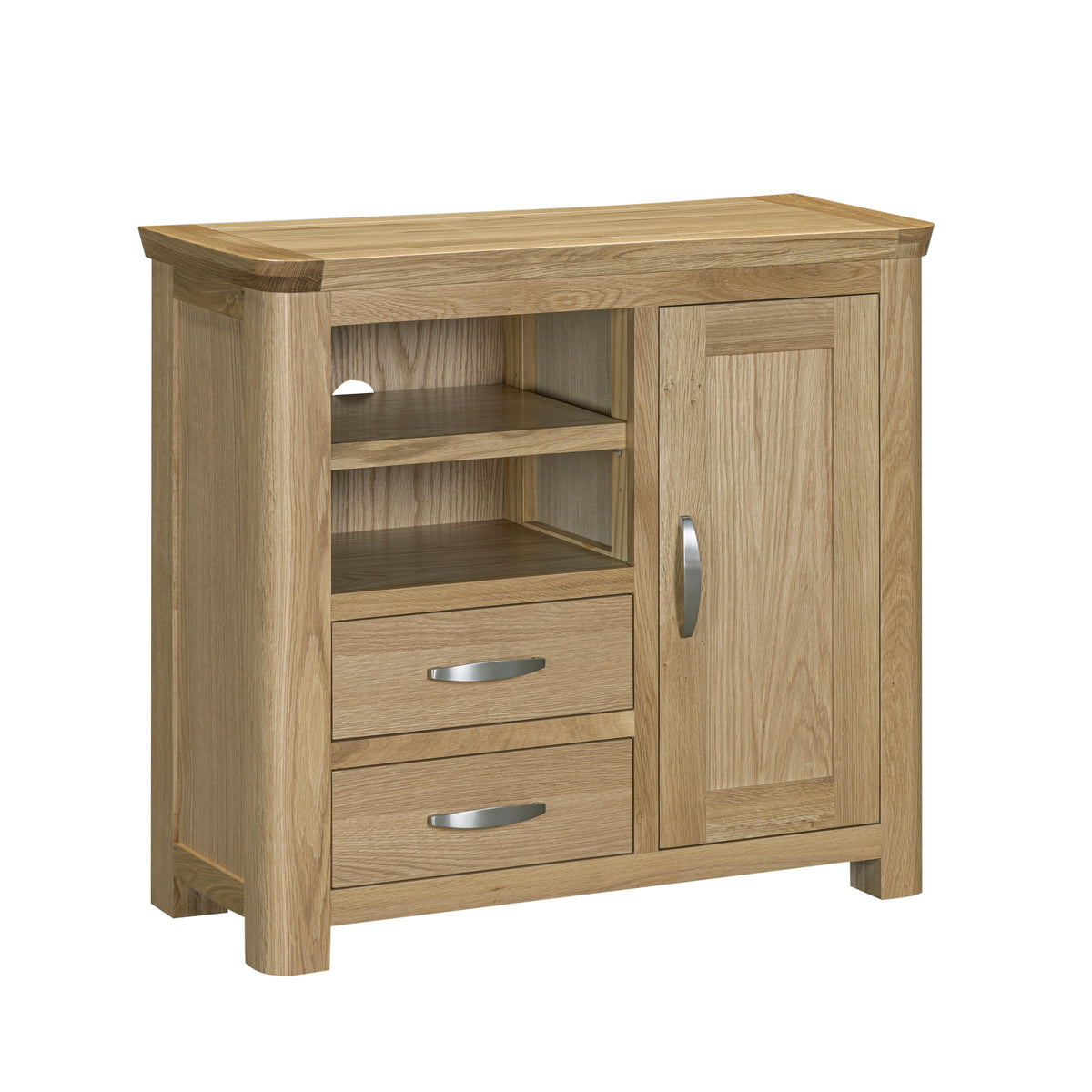 Treviso oak Media Sideboard, angled view