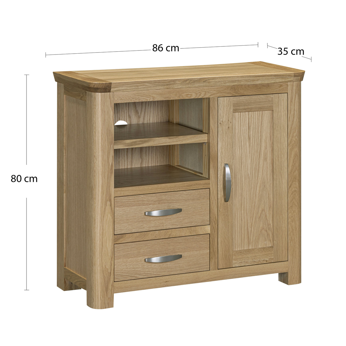 Treviso oak Media Sideboard, dimension diagram