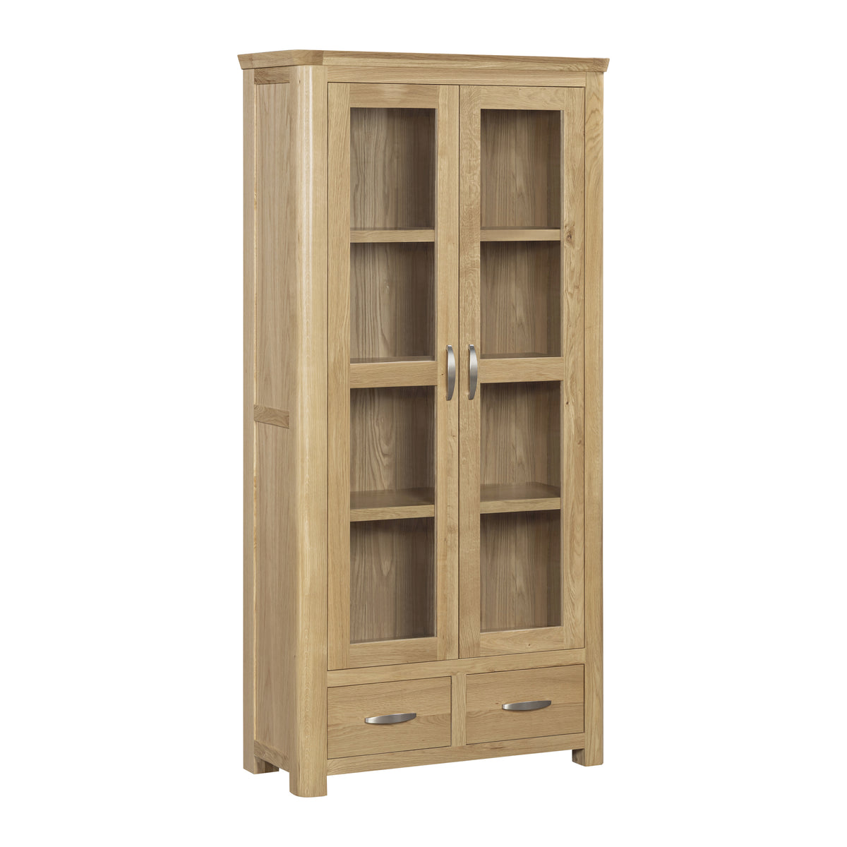 Treviso oak High Display Cabinet, angled view