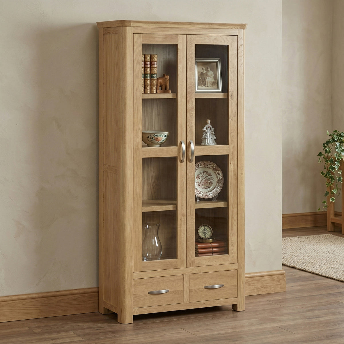 Treviso oak High Display Cabinet, room setting