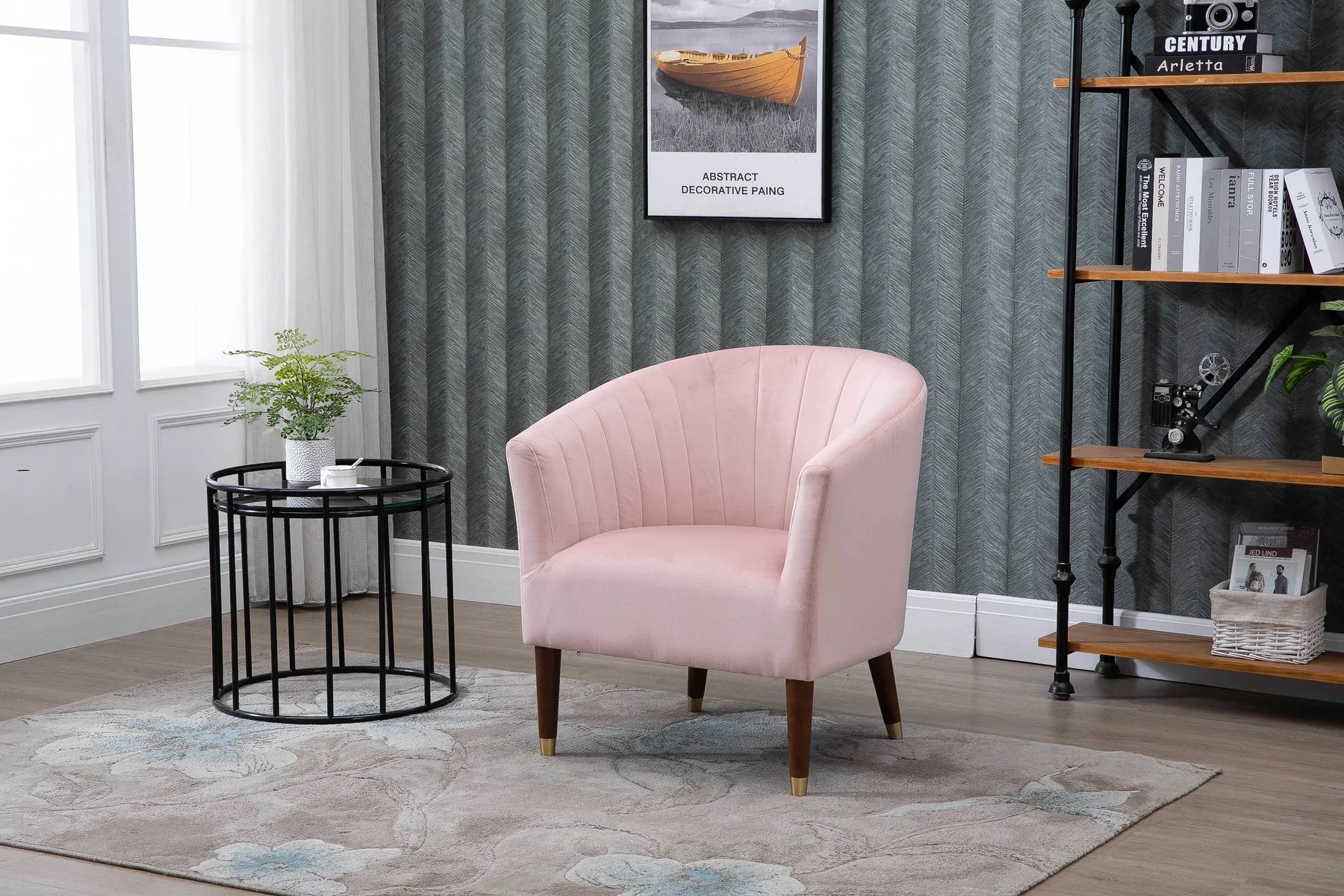  Nicole Velvet Chair - Blush Pink