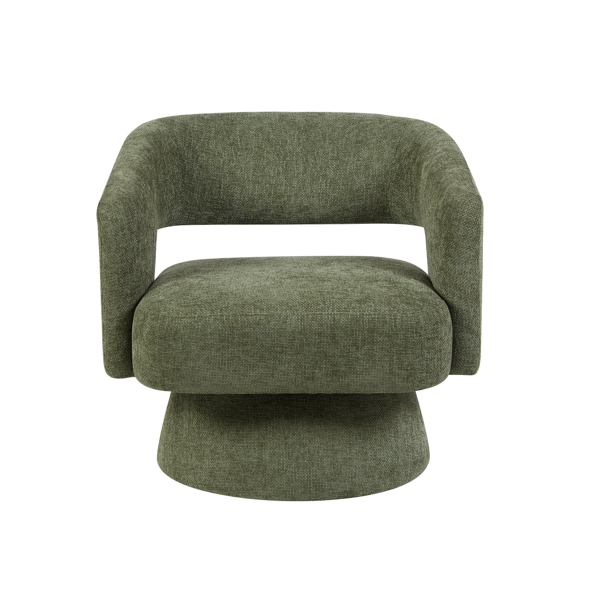 Orla Green fabric swivel accent chair front view