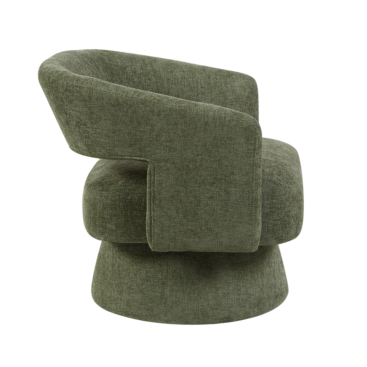 Orla Green fabric swivel accent chair side view