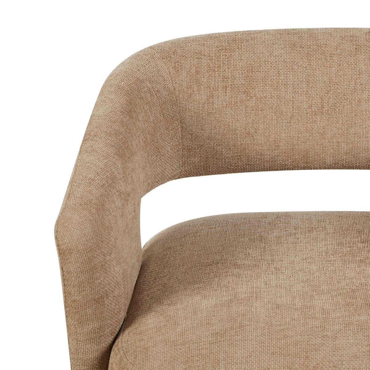 Orla Oatmeal fabric swivel accent chair backrest fabric close-up