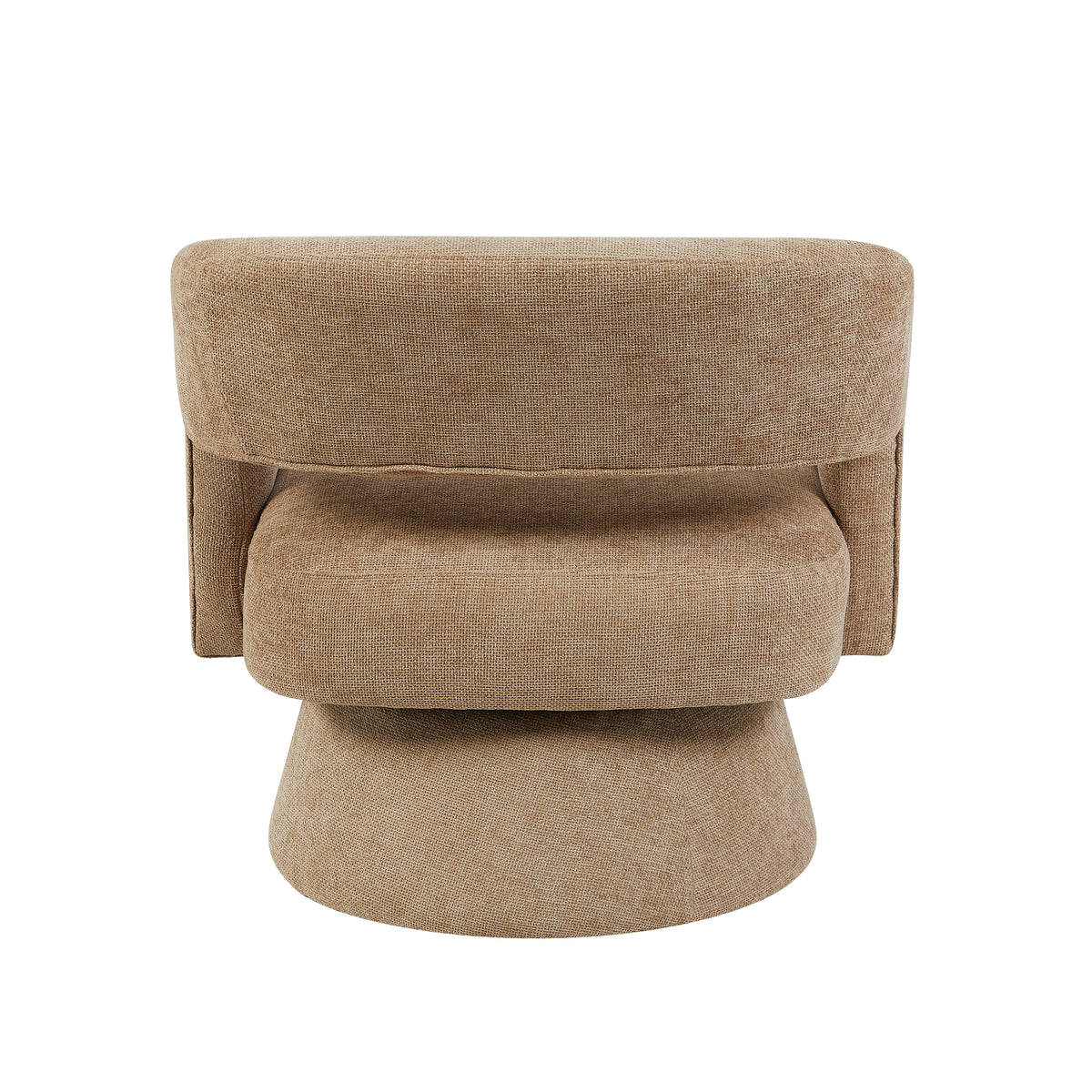 Orla Oatmeal fabric swivel accent chair rear view