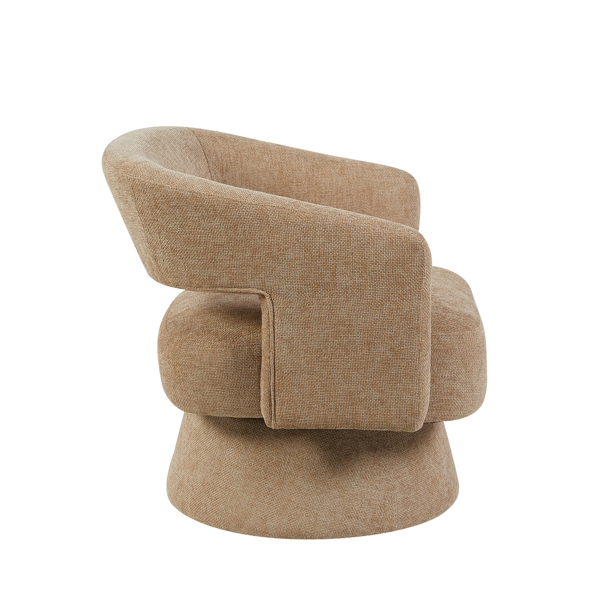 Orla Oatmeal fabric swivel accent chair side view
