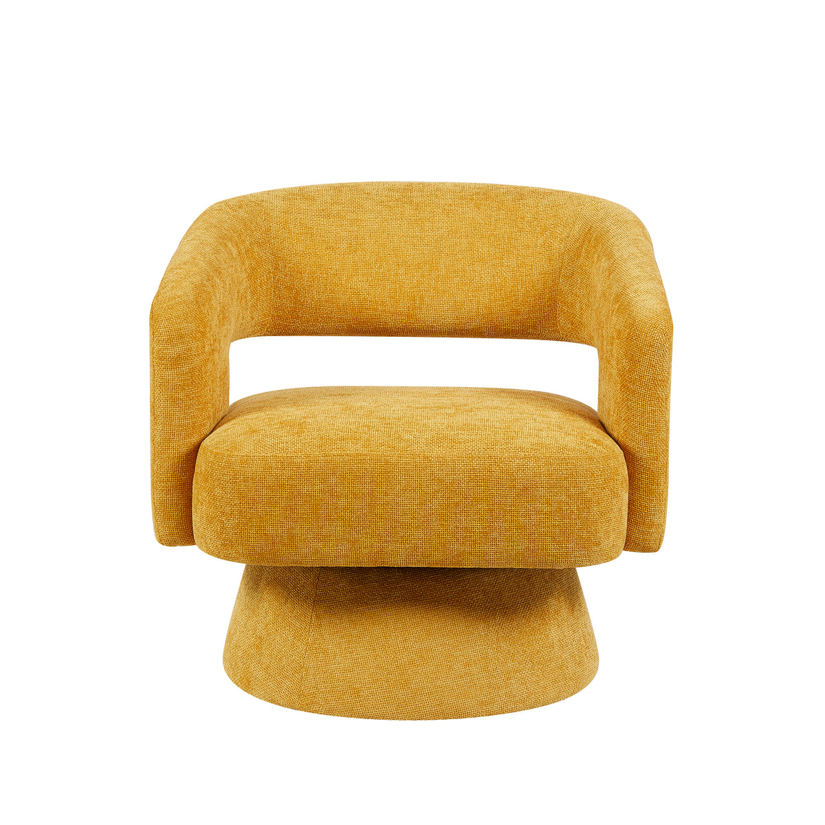 Orla Ochre fabric swivel accent chair front view