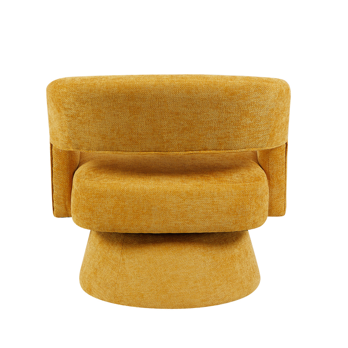 Orla Ochre fabric swivel accent chair rear view