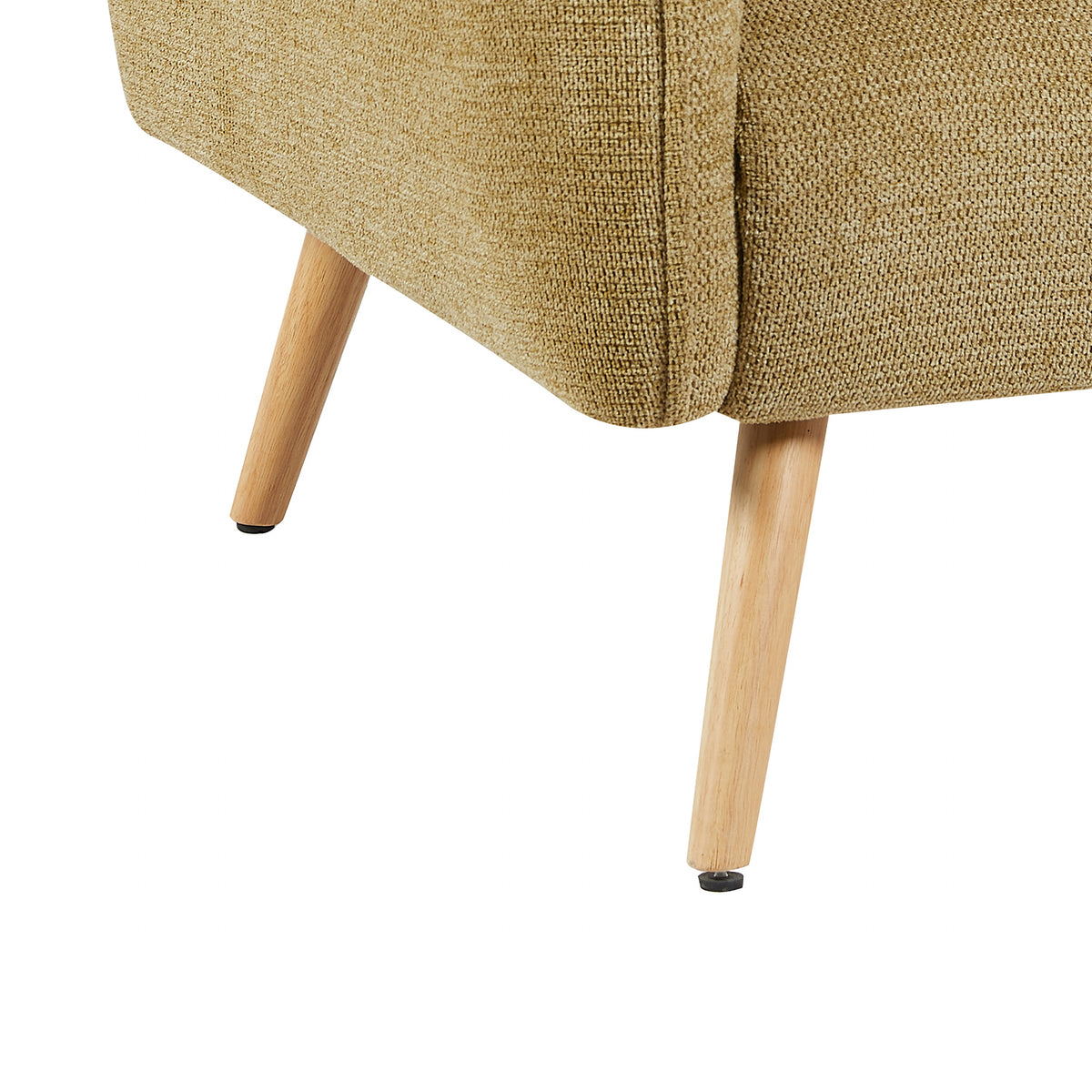 Piper Olive Green fabric accent chair wooden legs close-up