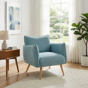 Piper Teal fabric accent chair in a styled room