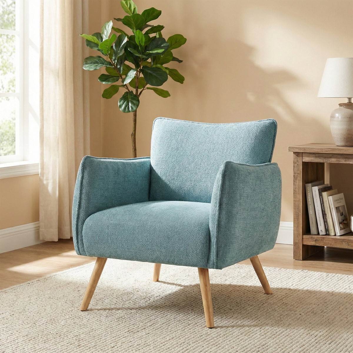 Piper Teal fabric accent chair in a second room setting