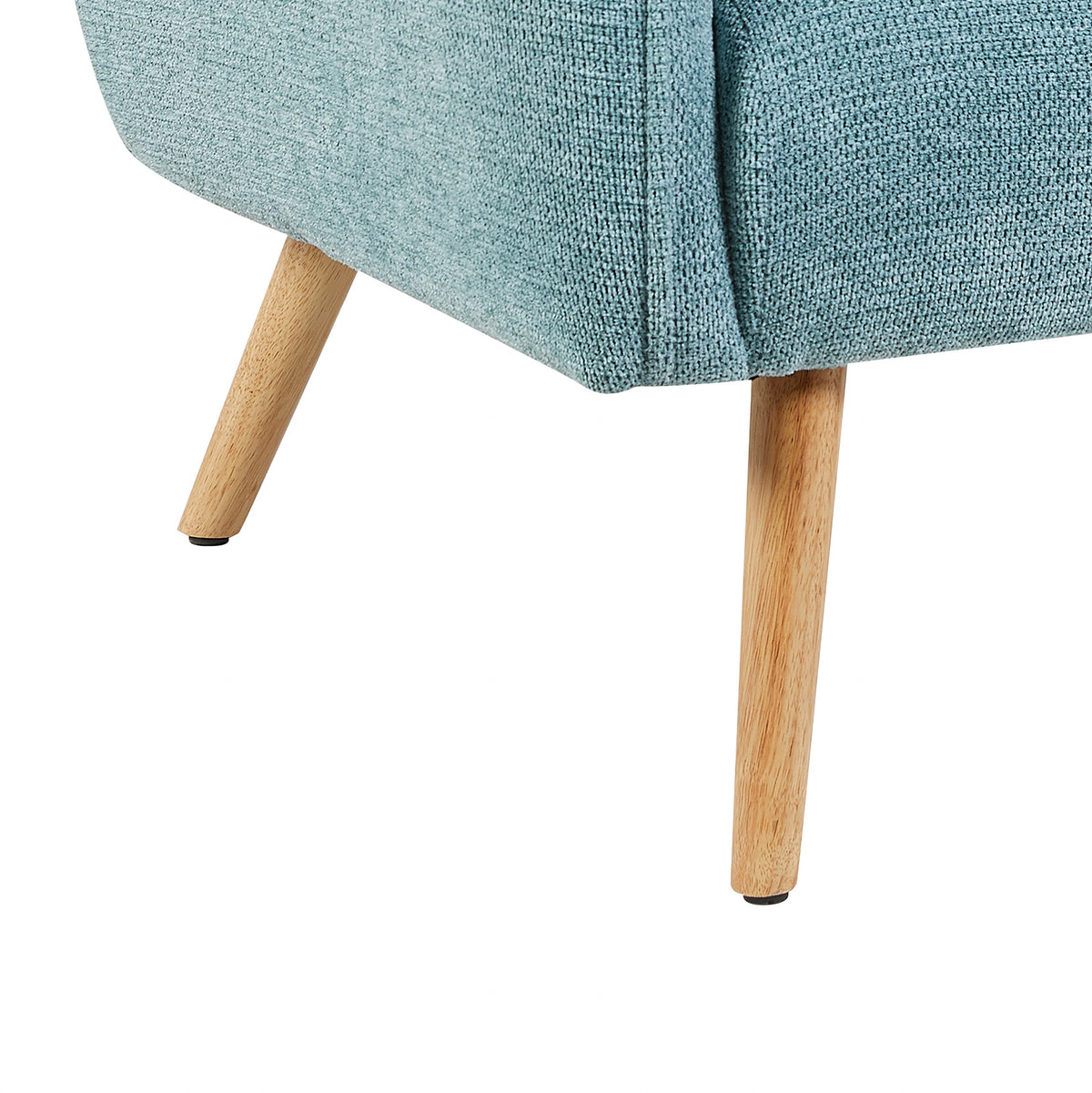Piper Teal fabric accent chair wooden legs close-up