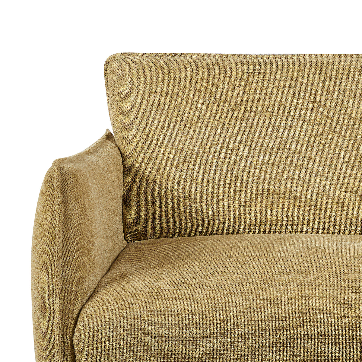 Piper Olive Green fabric two-seater sofa backrest fabric close-up