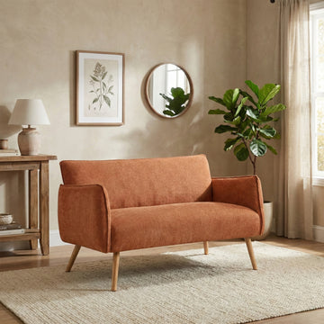 Piper Rust fabric two-seater sofa in a styled room