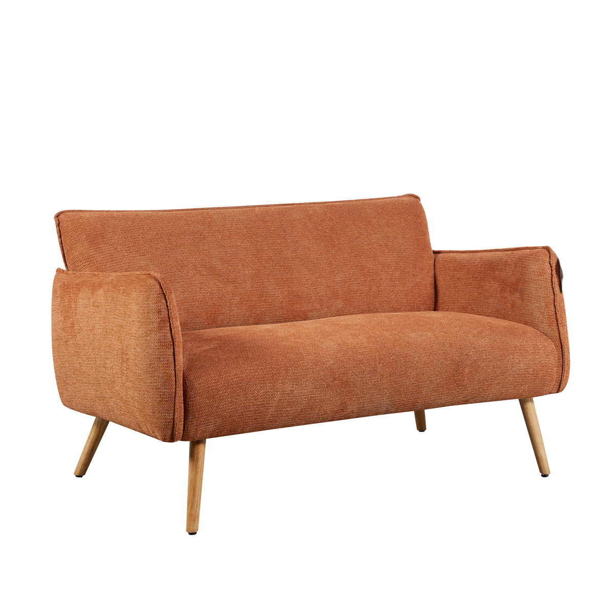 Piper Rust fabric two-seater sofa angled view