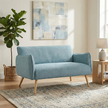 Piper Teal fabric two-seater sofa in a styled room