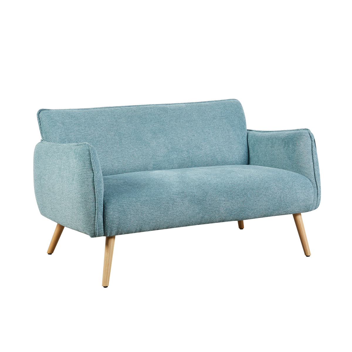 Piper Teal fabric two-seater sofa angled view