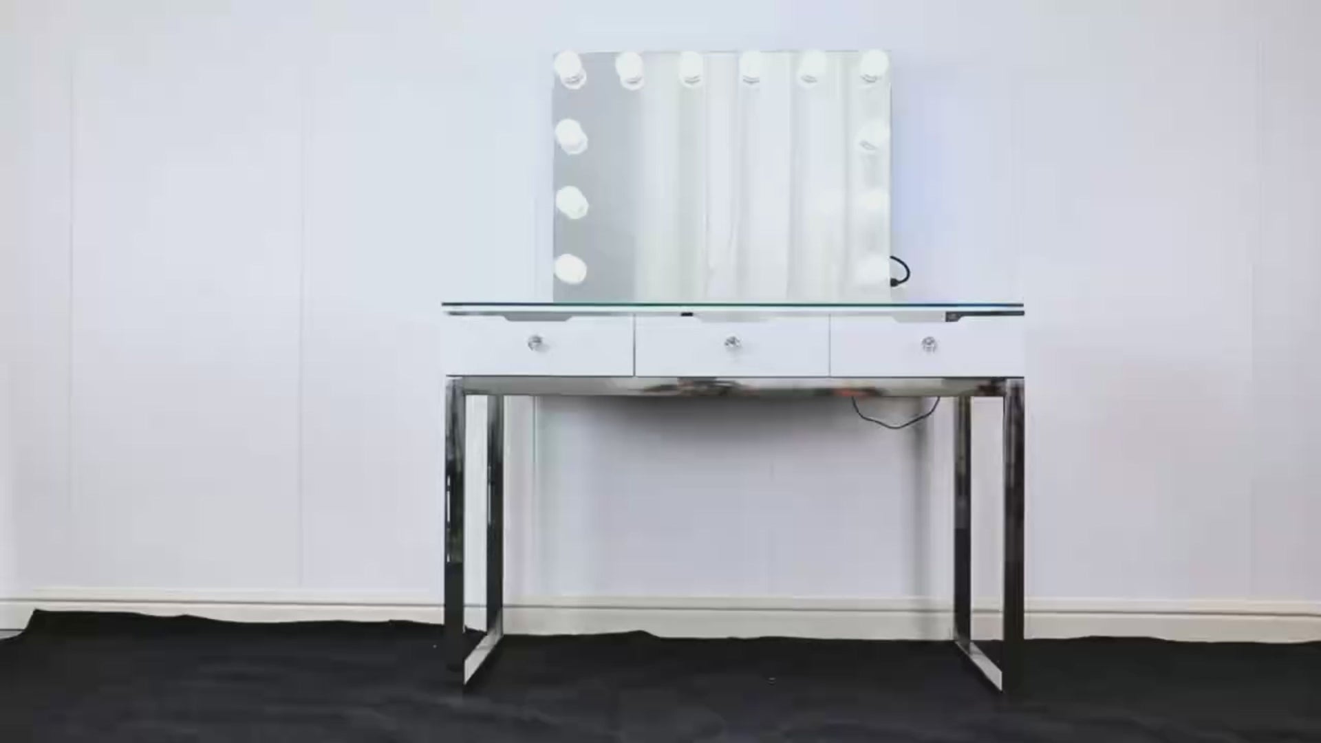 Glam 3 Drawer Vanity Table with Rainbow Led Lights