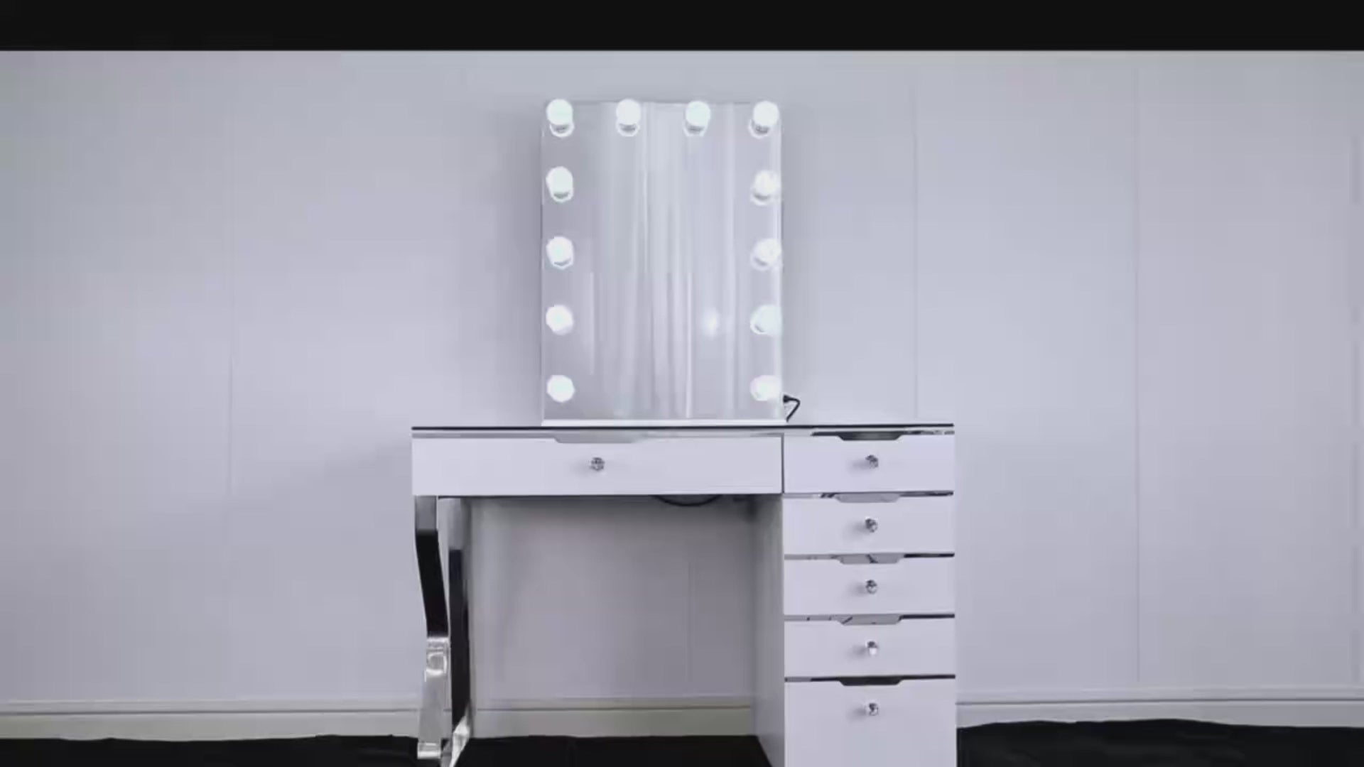 Glam 6 Drawer Vanity Table with Rainbow LED Lights