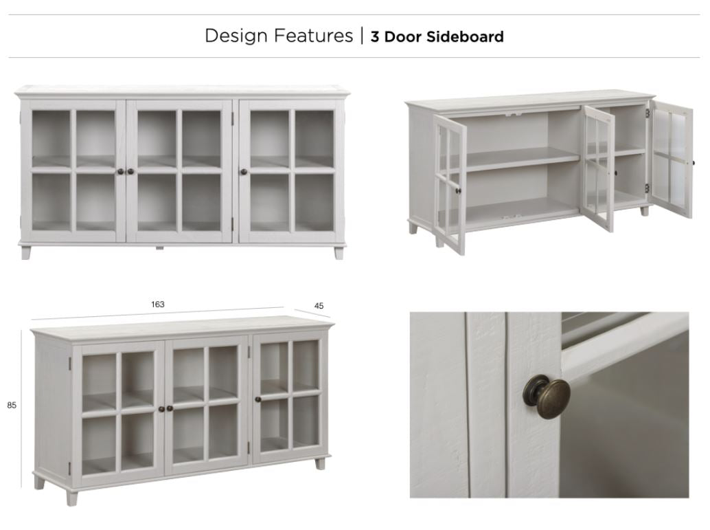 Provence 3 Door Sideboard 