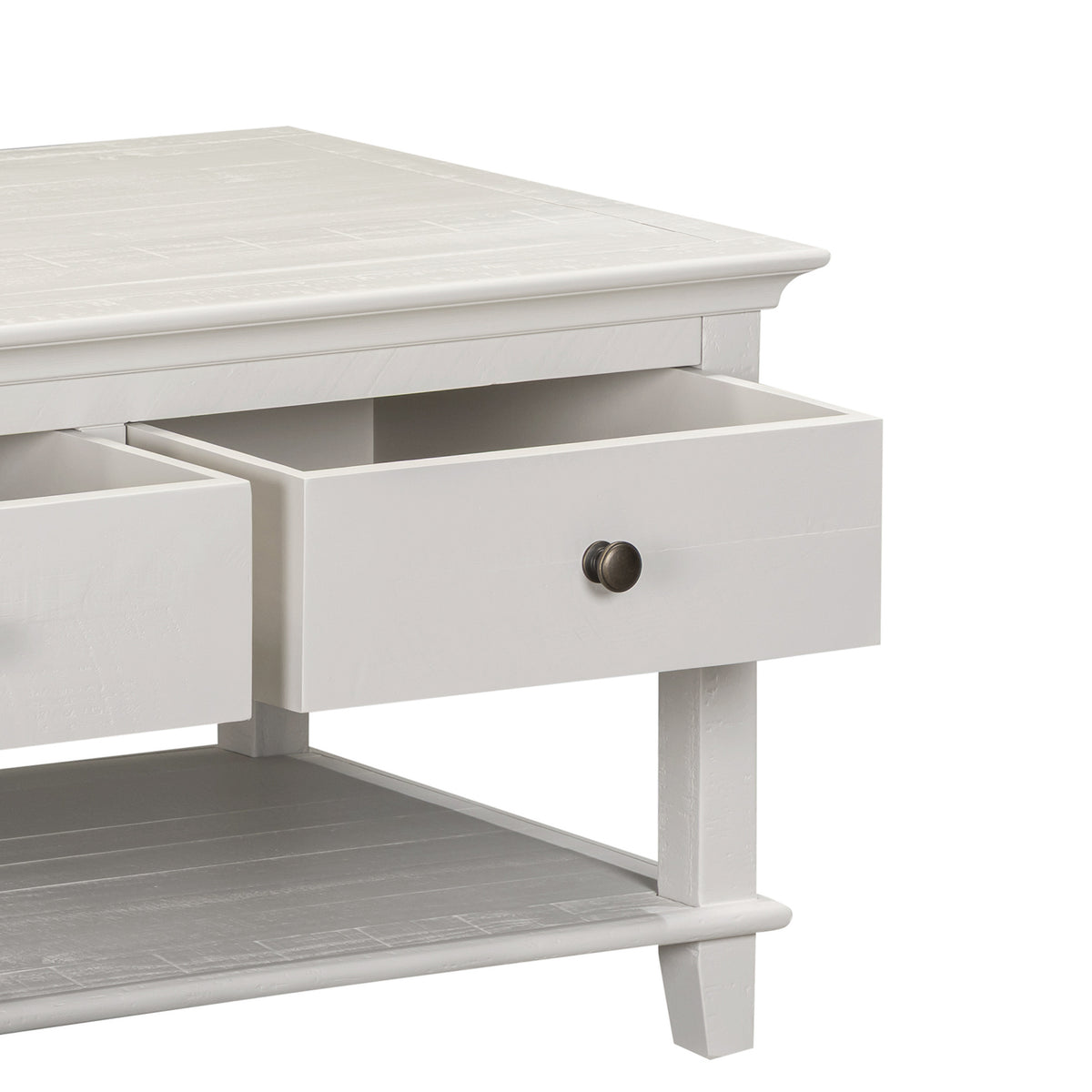 Provence 2 Drawer Coffee Table - Truffle - open drawer detail