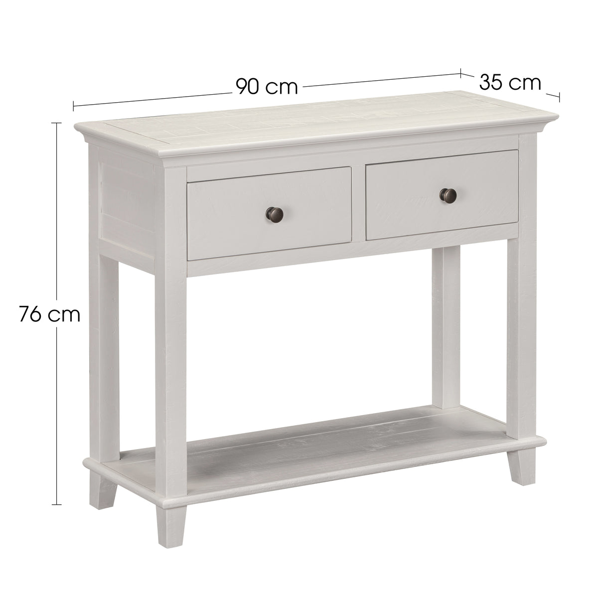 Provence 2 Drawer Console Table - Truffle - dimension diagram