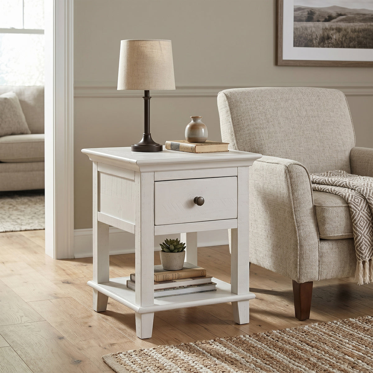 Provence End Table - Truffle - lifestyle view