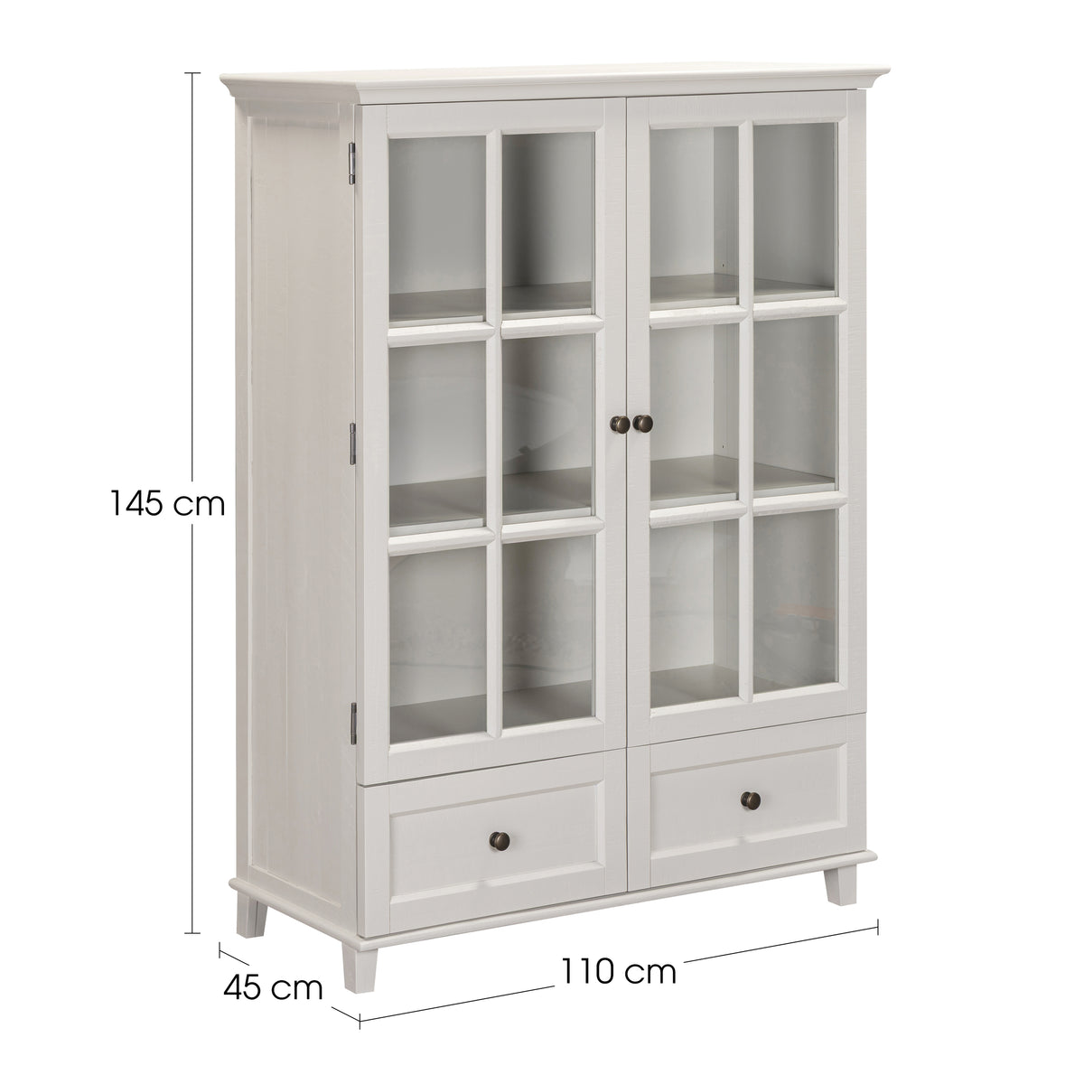 Provence Low Display Cabinet - Truffle - dimension diagram