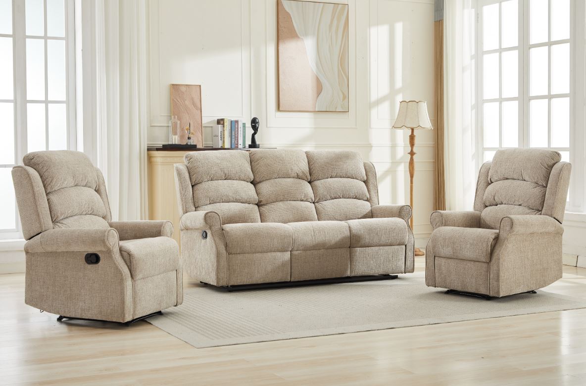 Regency 3+1+1 Manual Recliner Sofa Suite - Rabbit