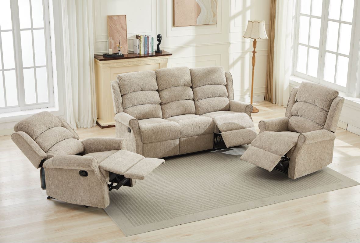 Regency 3+1+1 Manual Recliner Sofa Suite - Rabbit