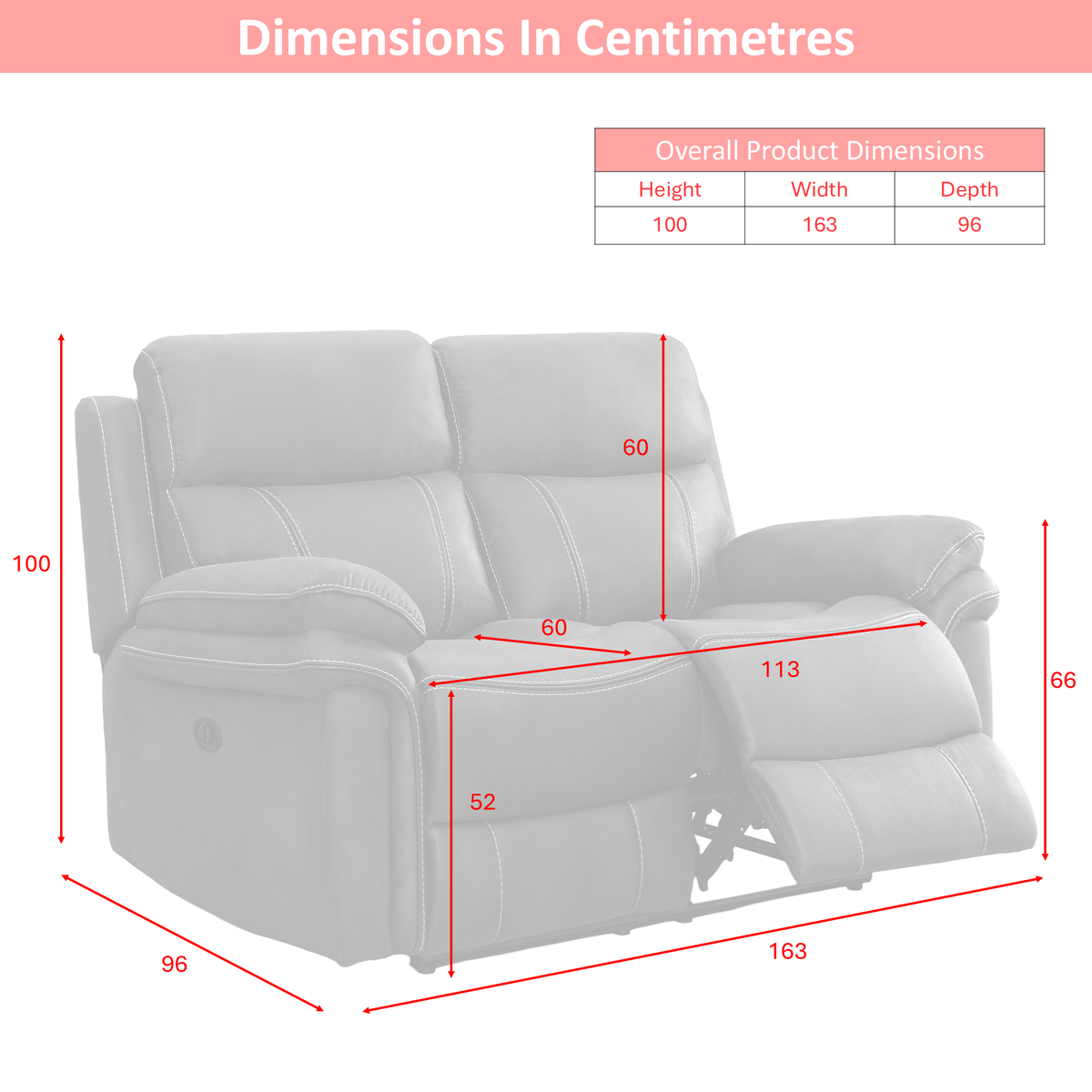 Richmond, 2 seater sofa dimensions