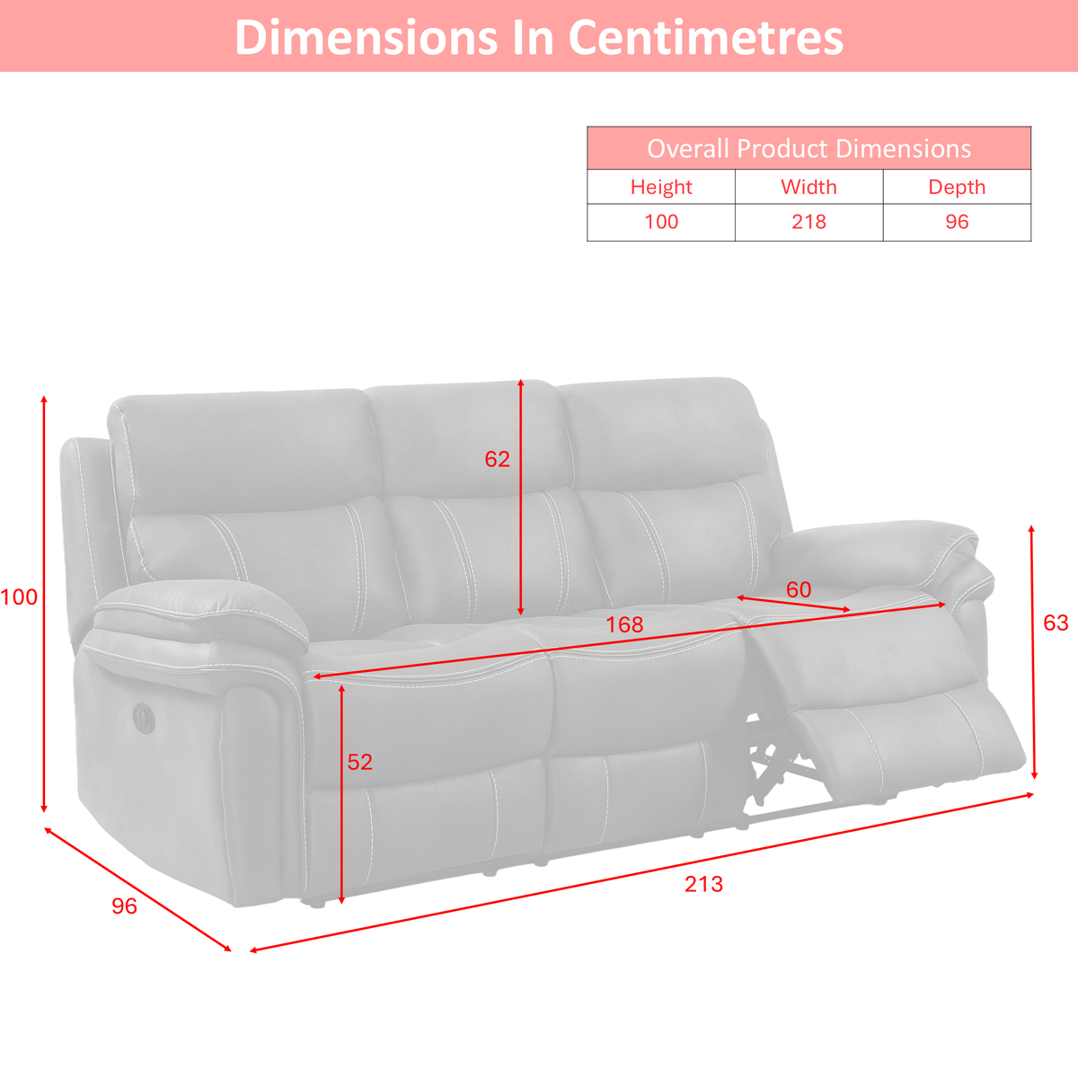 Richmond, 3 seater sofa dimensions