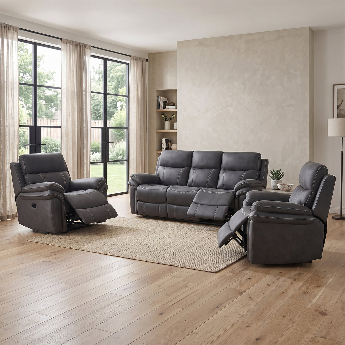 Richmond in Charcoal, 3+1+1 suite with recliners extended
