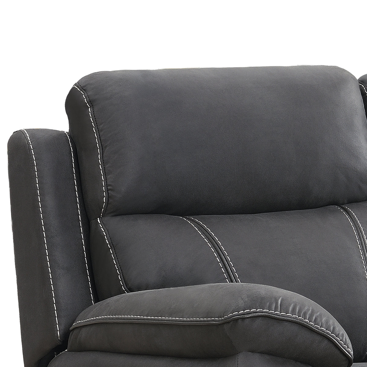 Richmond electric 2 seater sofa in Charcoal Leather Air, upholstery and reclining detail 7