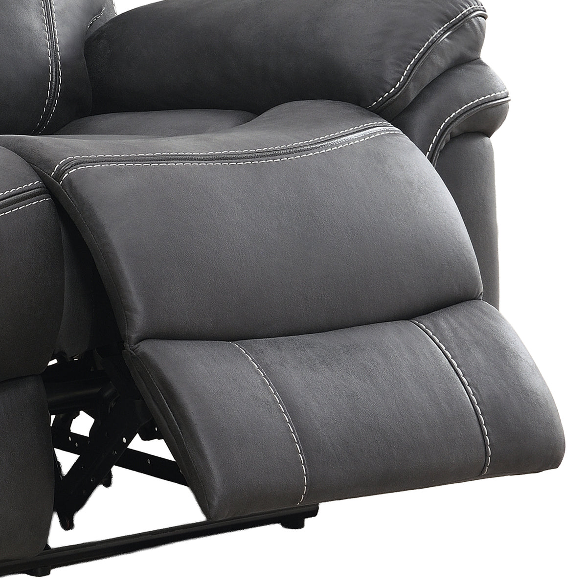 Richmond electric 2 seater sofa in Charcoal Leather Air, upholstery and reclining detail 10