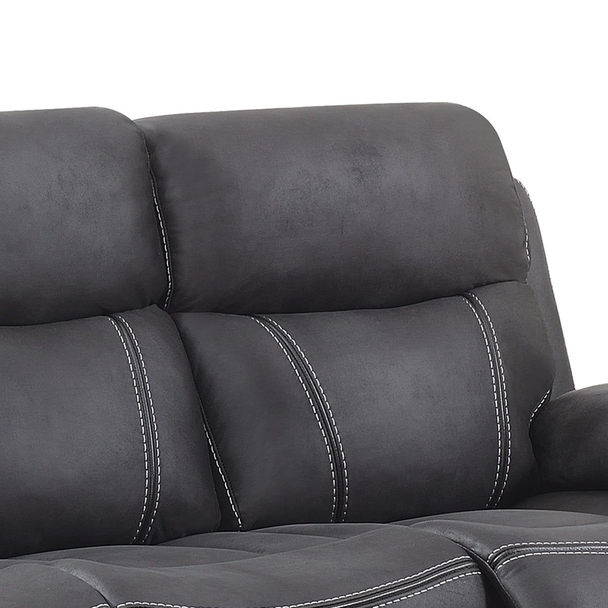 Richmond electric 3 seater sofa in Charcoal Leather Air, upholstery and reclining detail 7
