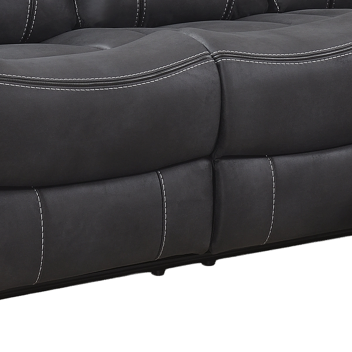 Richmond electric 3 seater sofa in Charcoal Leather Air, upholstery and reclining detail 9