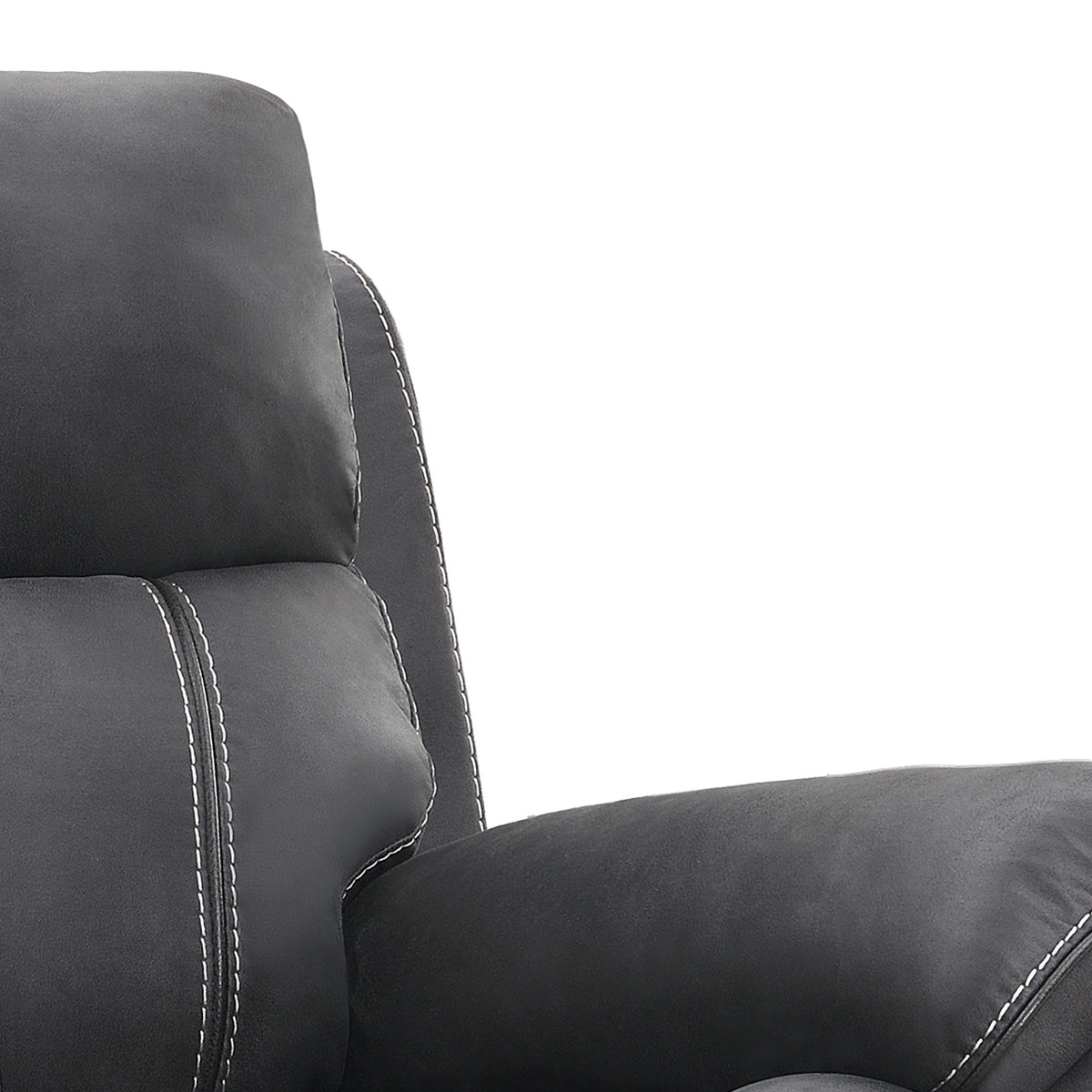 Richmond electric armchair in Charcoal Leather Air, upholstery and reclining detail 8