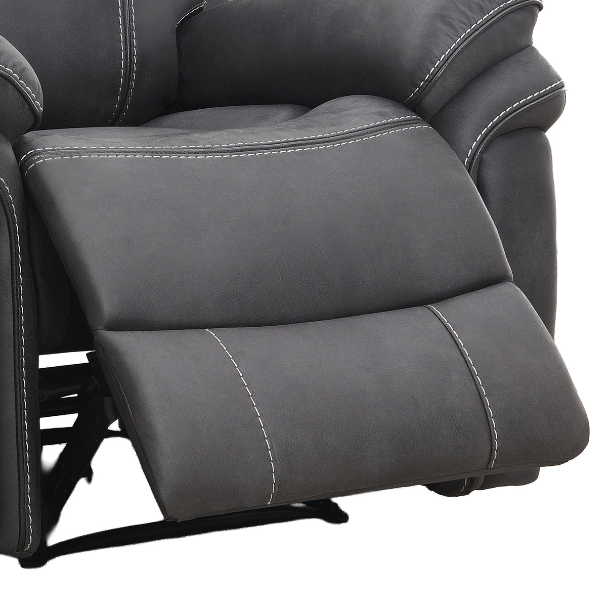 Richmond electric armchair in Charcoal Leather Air, upholstery and reclining detail 10