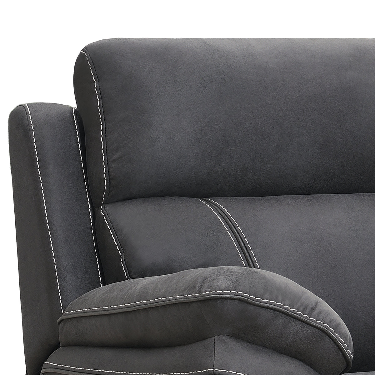 Richmond electric armchair in Charcoal Leather Air, upholstery and reclining detail 7